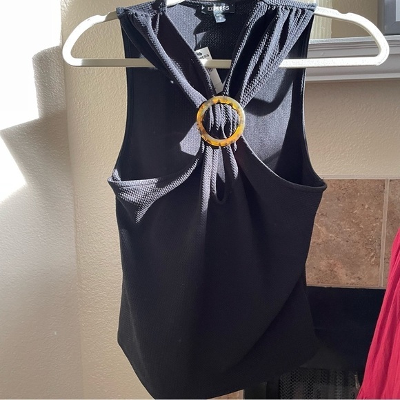 Express Black Sleeveless Halter Neck Tortoise Shell Top - Picture 5 of 5
